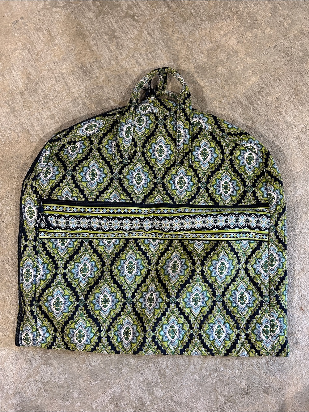 Vera Bradley Green Floral Diamond Quilted Travel Garment Bag